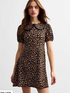 ISO DO NOT PURCHASE ~ New Look Leopard Print Peter Pan Collar Mini Dress